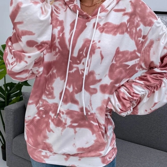 Pink and White Tie Dye Hoodie in M and L - Picture 3 of 3